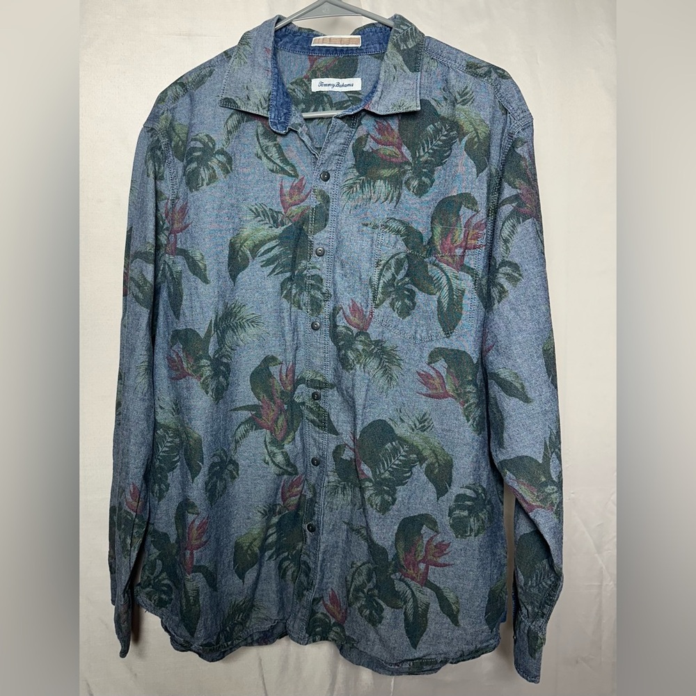 Tommy Bahama Blue Tropical Floral Button-Up Shirt Jacket